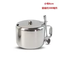 加厚不锈钢调料盒瓶 餐馆佐料盒 带手柄糖盅糖罐 家用辣椒油罐 小号 8cm 加厚带把 糖盅