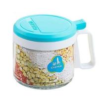 茶花调味罐收纳罐子套装用品厨房家用玻璃盐罐盐味精调料盒 蓝色款