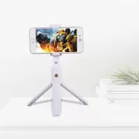 自拍杆全自动多功能华为自拍杆苹果专用手机支架神器 手拿补光灯 K07白色[三脚架自拍杆]