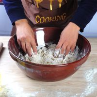 厂家直销特色老式手工大号加厚加深陶瓷和面盆粗陶发面揉面盆特价 微小号红盆[口径30厘米]