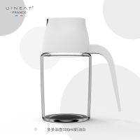 玻璃油壶油瓶油罐厨房家用装油瓶酱油调料耗油瓶醋壶挤按压嘴防漏 自动开合300ml+奶油白