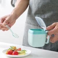 厨房壁挂式调料盒调味罐子盐罐调味料收纳盒家用盐味精组合装佐料 [台式]蓝色一格+调料勺+标签