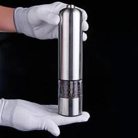 德国不锈钢电动胡椒花椒黑胡椒粒研磨器家用西餐厨房全自动研磨瓶 进口机芯圆头研磨器(含pp盖)