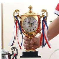 创意个性奖杯闹钟学生奖品宿舍桌面陈设品儿童懒人叫醒实用纪念品 金