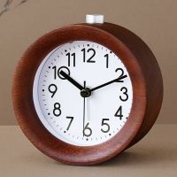 北欧风格实木钟表卧室床头钟学生静音时钟儿童小闹钟创意简约座钟 [沙比利木]+静音+小夜灯+贪睡