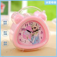 冰雪奇缘静音儿童闹钟音乐创意夜灯床头小闹钟学生卧室卡通可爱 粉色DF109梅花艾莎