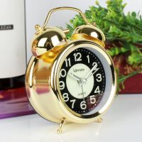 起床神器超大声音简约闹钟学生用创意懒人变态响静音床头夜光闹铃 3寸金色黑盘夜光6322