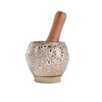 家用陶瓷蒜臼子捣蒜器蒜蓉蒜泥器捣碎研磨石臼蒜臼手动砸蒜罐 虎皮款 送木锤