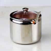 可视调料盒套装厨房用品餐厅可视盐罐不锈钢调味罐佐料瓶组合 (透明塑料盖)单个罐子+勺子