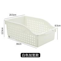 橱柜收纳盒家用带轮收纳筐厨房用品置物架杂物下水槽收纳篮 白色矮型加宽款(带滑轮)