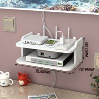 免打孔客厅电视墙上wifi机顶盒架置物架路由器收纳盒壁挂装饰隔板 [30CM两层]机顶盒置物架 [无痕钉安装]