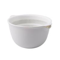 日式创意双层塑料沥水篮洗菜盆家居厨房淘米水果收纳篮果盘洗菜篮 浅灰 小号 一个装