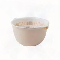 现代果盘客厅双层瓜果沥水家用塑料水果篮简约淘米圆形洗菜盆 小号杏色-CD19*17*10