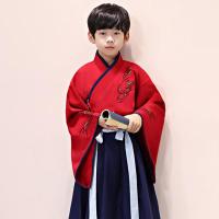 男童汉服中国风古装儿童唐装套装男孩国学服超仙书生演出服装 红色 110
