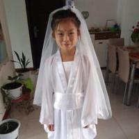 古装服装女观世音西游记表演影视剧服装道士西游记观音菩萨演出服 白色 送头纱+眉心贴 儿童110cm