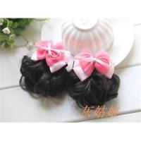 儿童假发头饰 宝宝 蝴蝶结女童婴儿jiafa卷发丸子头古装旗袍发饰 粉色一对