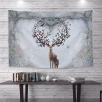 麋鹿背景布ins挂布北欧风少女卧室客厅装饰墙布学生宿舍床头拍照 麋鹿 100*75厘米高 只送工具