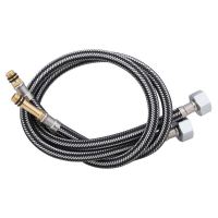 水龙头进水管防爆菜盆面盆冷热上水管配件304不锈钢编织尖头软管 黑丝钢螺母长短头(两根装) 长度(50厘米)