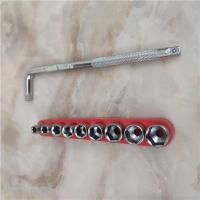 小飞棘轮扳手1/4加长接杆100mm小飞套筒六角螺母螺丝小飞棘轮快脱 小飞L型扳手+9孔套筒