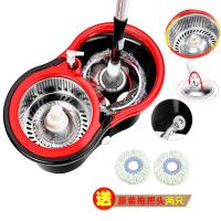 [明静品牌]拖把旋转拖把黑色升级滑轮配2个拖头+钢篮+钢盘 2个拖头+钢篮+钢盘+加强杆