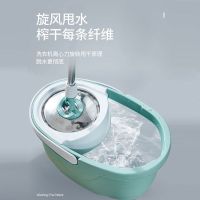 洁仕宝拖把旋转拖把桶拖布家用拖地桶懒人免手洗拖布神器一拖净 塑料拖盘 [1个拖头+加强杆+洗涤桶]