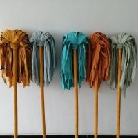 含棉布条拖把超吸水可悬挂实木柄拖把家用公司物业保洁墩布- 吸水拖把1把