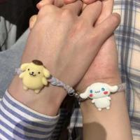可爱卡通闺蜜相吸手绳小皮筋情侣手链胖大星海绵宝宝情侣手链 玉桂狗+布丁狗(相吸一对)