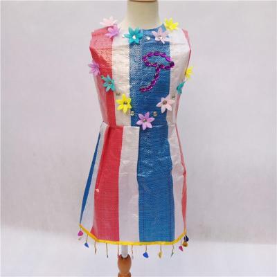 节日走秀时装秀儿童手工幼儿园衣服亲子制作服装材料diy女童环保. 三彩小磨菇 送花环 90