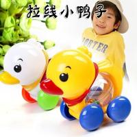 木制早教益智小白兔子敲打鼓拖拉车学步教具木制单杆学步推车玩具 拉线小黄鸭塑料