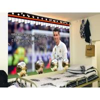 藏式挂布NBA篮球明星科比壁毯足球内马尔梅西装饰背景布宿舍墙布 C罗金球奖 绒布1*0.7米-送安装工具