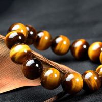 天然黄虎眼石手串 男女款饰品金蓝眼双色三色虎睛石单圈手链水晶 黄虎眼8MM