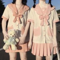 [两件套装]日系裙夏清新可爱短袖韩版学生班服校服JK制服百褶裙 粉裙子 S [收藏宝贝=优先发货]
