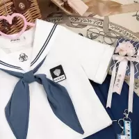 2021夏季新款JK制服夏季水手服短袖刺绣日系可爱学院风女学生 白色水手服 S