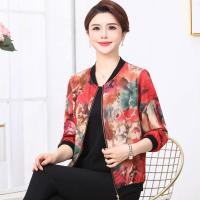 夏季短外套妈妈装中年女士上衣韩版宽松气质薄外套 红牡丹 4XL 适合130-140斤