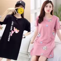 [两套价]睡裙女夏宽松裙韩版卡通可爱夏天家居服可外穿 浓情香水+黑色粉红豹 M 建议65-75斤