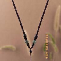 手工编织玉吊坠挂绳情侣挂绳挂脖可调节玉佩玉坠绳子 油青色圆珠棕绳 [可调节]