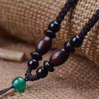 福锦意手工编织项链绳翡翠玉吊坠挂绳男女持脖和田玉佩玉佛挂件绳 酸枝米珠