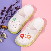 洞洞鞋女厚底2021可爱ins潮防滑护士外穿包头半拖两穿软底沙滩鞋 306白色 35 [标准运动鞋码]