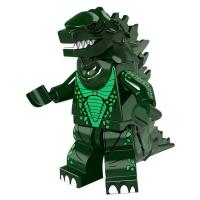兼容乐高奥特曼玩具迪迦捷德拼装积木小人仔怪兽之王哥斯拉基多拉 深绿色小哥斯拉