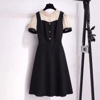 背带裤女夏2021年新款洋气减龄阔腿裤套装气质时尚黑色连体衣裤子 杏色连衣裙 479 S