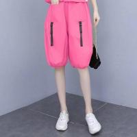 单/ 套装女2021年新款夏季炸街时尚休闲灯笼裤宽松洋气减龄两件套 粉色[单件裤子] L [建议105-120斤]