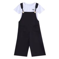 单/套装套装含棉t夏季背带裤套装女大码女装200斤胖妹妹遮肚宽松 单件上衣[白衣] L [建议85-110斤]