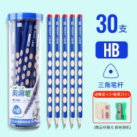 晨光洞洞笔铅笔小学生专用三角握2b幼儿园矫正握姿2比无毒HB儿童 HB 12支[三角笔杆]