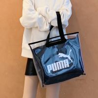 托特包通勤包女包透明果冻包单肩斜挎包手提包大容量百搭休闲背包 Pm-托特黑色