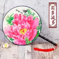 24双面舞蹈团扇大号宫扇圆扇子汉服COS表演出道具女扇子扇风夏[8月20日发完] 洛阳红