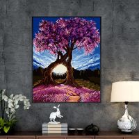 暮屿DIY数字油画填色手工画客厅动漫风景人物手绘油彩画装饰画 樱花情缘A456 40*50画布颜料画笔(无框)