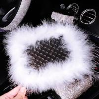 汽车载摆件女神皇冠车内轻奢款中控台小仙女饰品长款羽毛装饰用品 长方形羽毛垫20*13