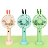 可爱迷你喷雾喷水usb小风扇桌面风扇宿舍神器电风扇可充电静音 小兔风扇[喷雾+底座]粉色 普通配置[配充电线]