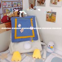 学院风双肩包唐老鸭可爱少女心书包帆布背包高中初中日系港风韩国 蓝色
