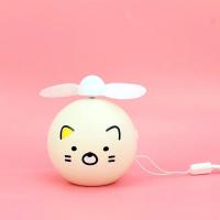 卡通动物风扇大风力迷你便携USB充电学生送礼儿童六一礼物少女心 米色猫咪 卡通动物风扇